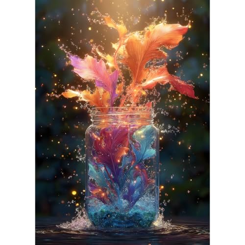 Luneko Jigsaw Puzzles pour Adultes 1000 Pièces Défi Impossible et Difficile Monde en Bouteille Paysage Naturel avec éclaboussures d'eau 1000 Pièces Décoration Murale 70 x 50 cm