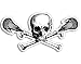 Skull and LACROSSE Bones Shaped Sticker (shaft stick decal)