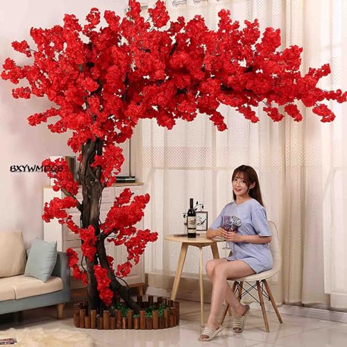 Árbol de cerezo artificial para interiores y exteriores, fiesta, restaurante, centro comercial, gran árbol de cerezo de imitación rojo para decoración de bodas, plantas artificiales