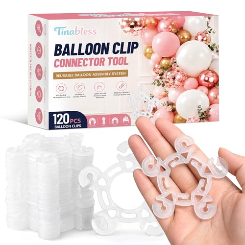 Tinabless Balloon Clips(120 pcs) Reusable Balloon Connectors for Decor Balloons Arch Balloons Column Stand and Flowers - Birthday Wedding Baby Shower Party Decorations