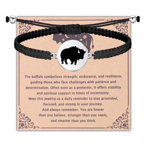 BLEOUK Buffalo Bracelet Bison Gift Buffalos Jewelry For Women Wildlife Animal Lovers Gifts (The buffalo symbolizes BR)