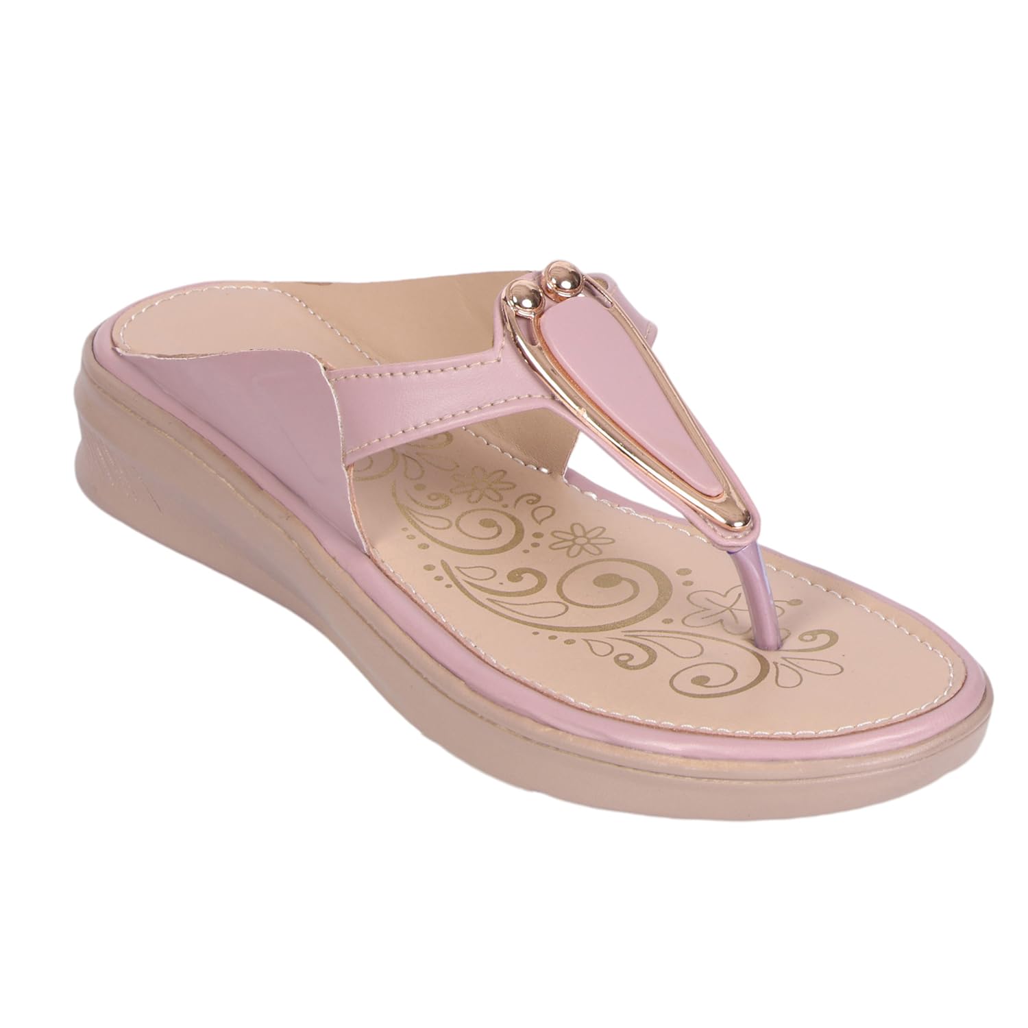 Women's Pastel Pink Ethnic Kolhapuris Traditional Flat Sandals with Modern Touch Comfortable Daily Footwear for Festive, Wedding & Casual Wear-image-5
