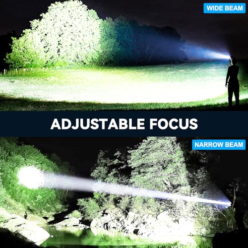 Flashlight Rechargeable LED High Lumens - 99,000 Lumens Super Bright Flashlights with 5 Modes, Adjustable,Waterproof Powerful Flash Light for Home, Camping(2 Pack) - Image 6