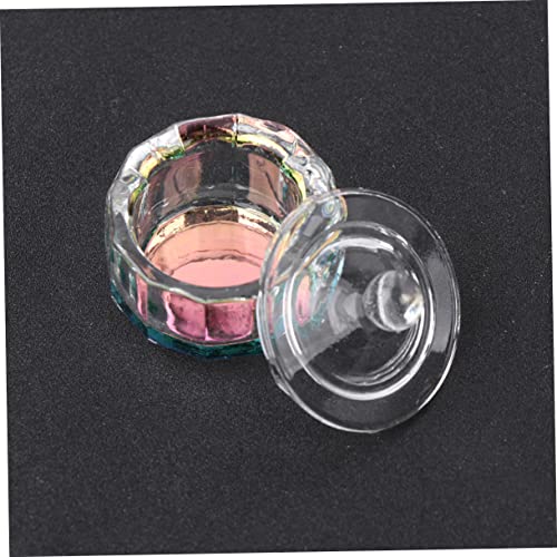 2pcs Mini Taza de Cristal para Uñas con Tapa miniatura 2