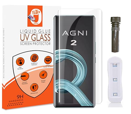 Image of (Pack of 1 Advanced UV Curved Tempered Glass for Lava Agni 2 (6.55 Inch) Advanced Border Less Full Screen Coverage Screen Protector Guard with Installation Kit
