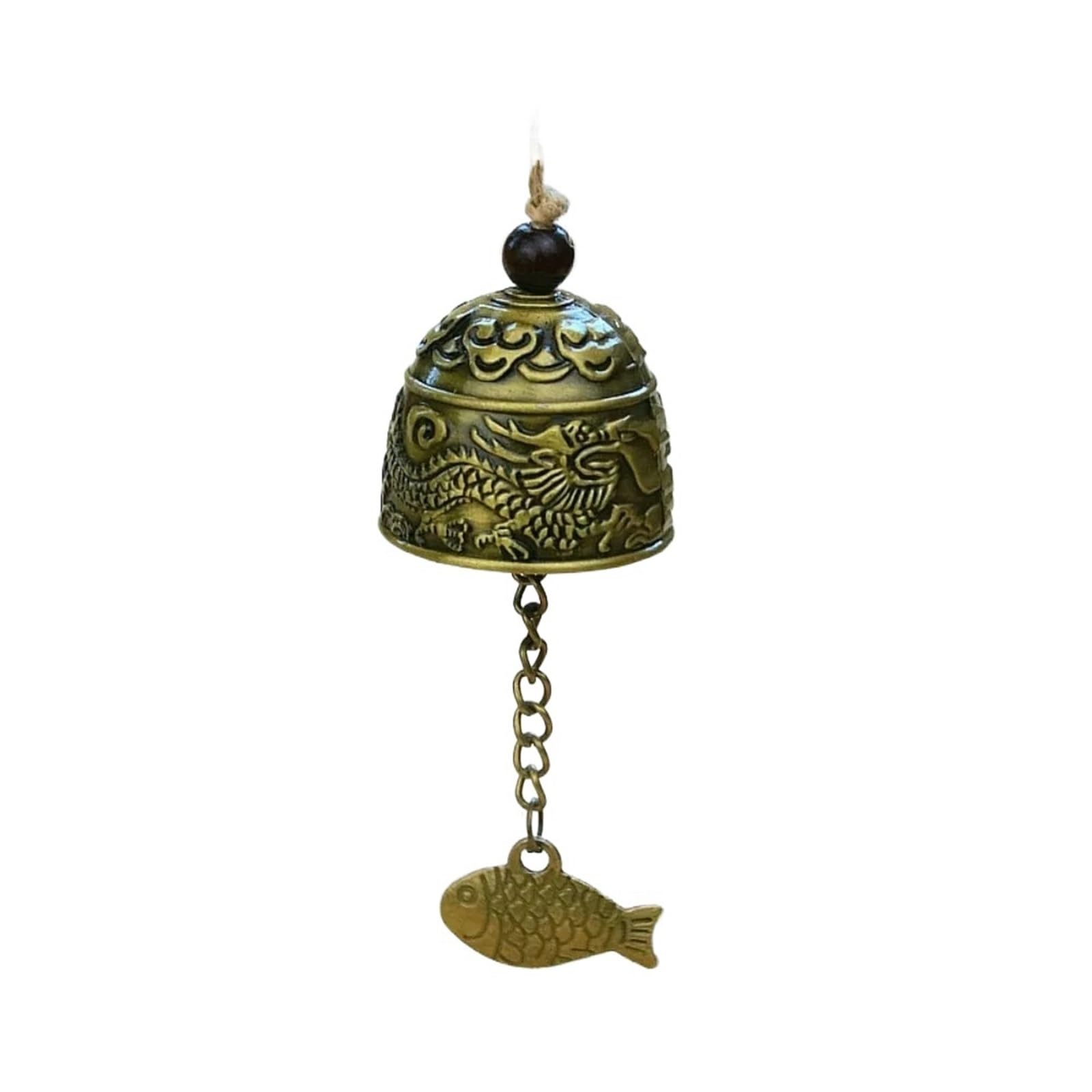 Wind Chimes Wind Chime Handmade Pendant Dragon And Fish Patterned Temple Bell Retro Decoration Wall Hanging(Color-02)