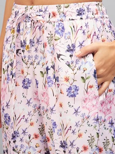 Image of SASSAFRAS Women's Satin Floral Darted Pants