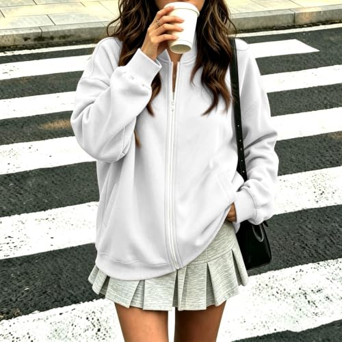 Fleece Full Zip Jacket Women Office Work Casual Sweatshirts No Hood - image 3