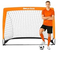 Dimples Excel Pop-Up Football Goal \u2014 Portable Quick Setup Garden Nets for Indoor & Outdoor Training, 4x3 FT Orange