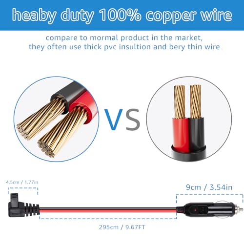 Image of Sigely Car Refrigerator DC Power Cord, 12V /24V Car Fridge Cooler | Replacement Power Supply Cables for Alpicool, Setpower, JoyTutus, COSTWAY, ARB, ICECO