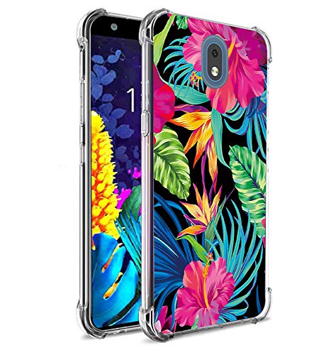 Bereajoy for LG K30 2019 / LG Escape Plus/LG Journey LTE L322DL Case，Ultra-Thin TPU Soft Plastic Anti-Fall Mobile Phone Protection Case Cover for LG K30 2019 (Black Pink Flower)