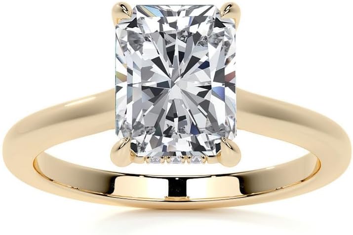 1-10 Carat, D-VVS1 Radiant Cut Moissanite Cathedral Engagement Ring with Hidden Halo In Silver 925 with 18k White Gold Plating For Women