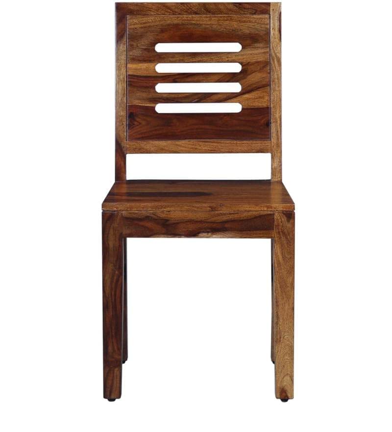 Image of Sheesham Wooden Dining Table 2 Seater | Dining Table Set with 2 Chairs for Living Room| Home Dining Room Furniture (Solid Wood, Wooden Finish, 2 Seater)