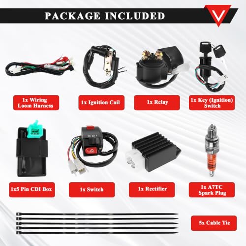 Image of PRO BAT Full Wiring Harness Coil CDI Spark Plug Kits | for 50cc 70cc 90cc 110cc 125cc 140cc 150cc Chinese 4-Stroke ATV Quad Pit Dirt Bike Buggy Go Kart