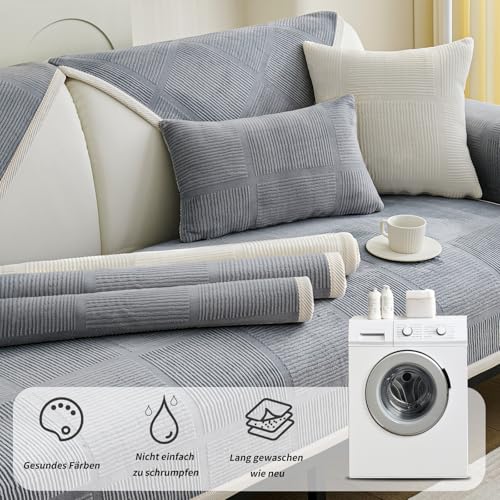 BXAEYIPOR Couch Überzug,Sofa Überzug,Sofa-Schutzhülle mit Rutschfester Unterlage,Neue Universelle rutschfeste Solide Strukturierte für Wohnzimmer,Multi-Size Sofa Sitzkissenbezug.