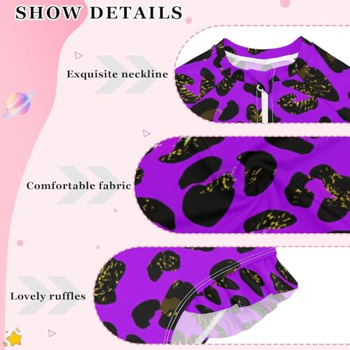Purple Leopard Girls Long Sleeve One-Piece Swimsuit UV Protection Swimwear Bathing Suit 208619944