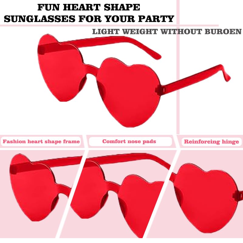 Heart Shaped Sunglasses，Kids Rimless Heart Shaped Sunglasses Heart Glasses Bachelorette Bride Party Favor4