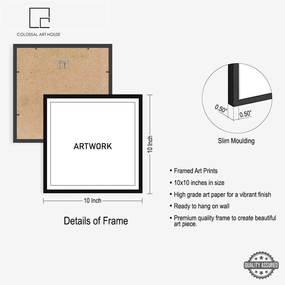 COLOSSAL ART HOUSE 4 Piece Set of Framed Wall Hanging Decor Modern Art Wall Art 10 Inch X 10 Inch - No Glass 1