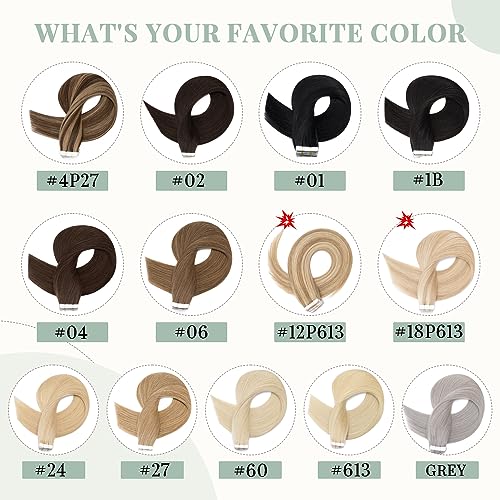 Rich Choices Tape In Hair Extensions Human Hair 40Pcs 100G Balayage Golden Brown Highlighted Bleach Blonde 100% Remy Hair Extensions Real Human Hair Seamless Straight Tape In Hair Of 18 Inch #12P613 #TOP5