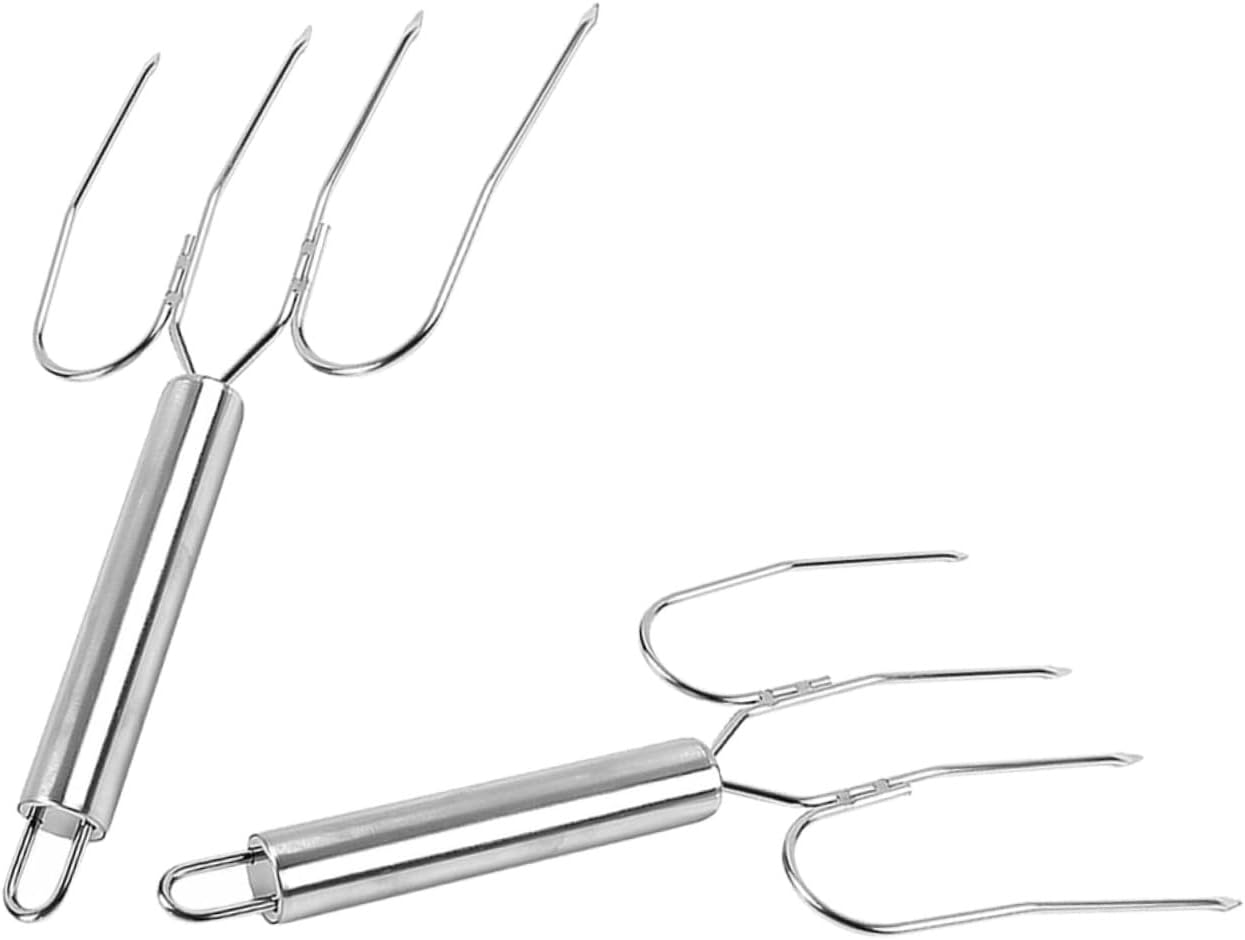 Stainless Steel Turkey Lifting Forks 2pcs Large Bbq Poultry Meat Carving Forks for Outdoor Grilling and Roasting