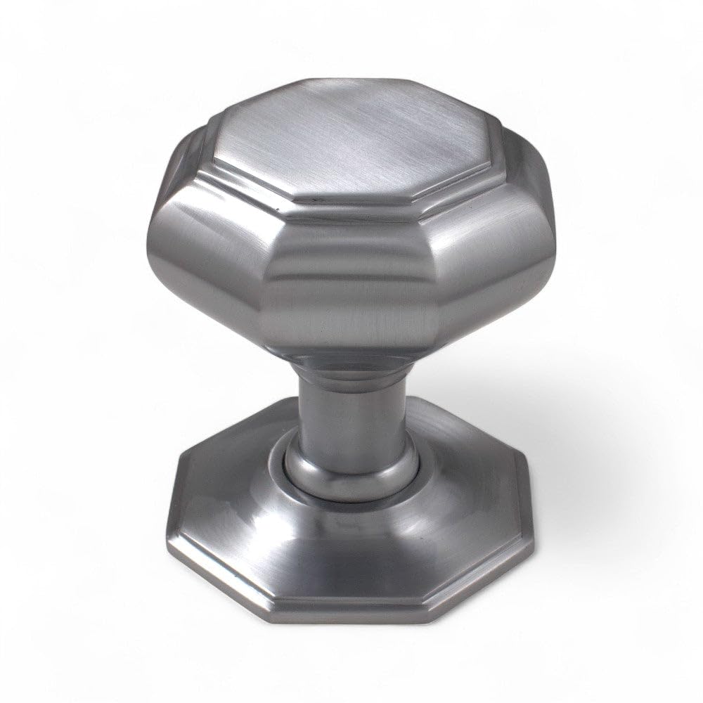 AB Hardware Very Large Satin Chrome Octagonal Centre Door Knob Dummy Pull Front Back Solid Quality