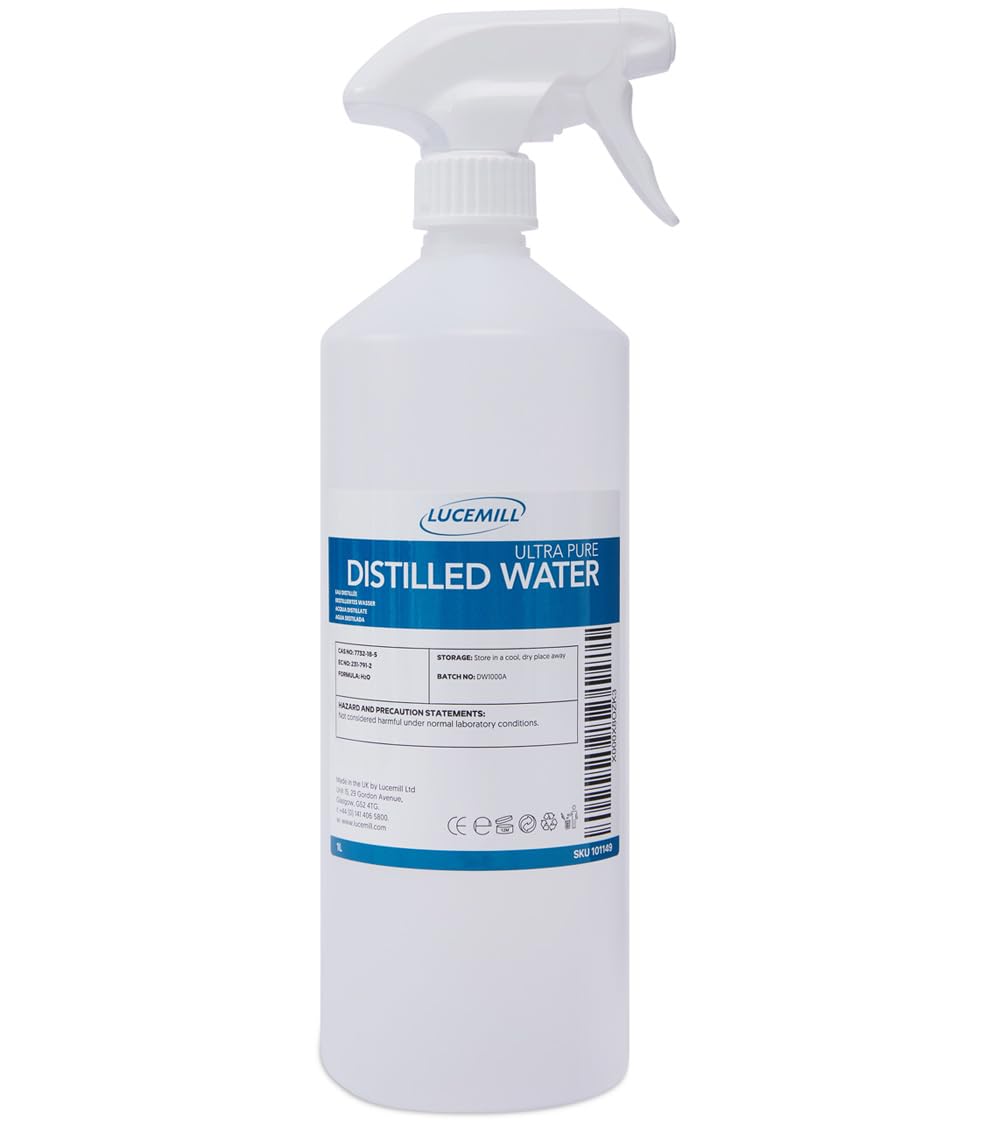 Distilled Water | 1 Litre | Distilled Water for CPAP Machines, Irons, Cleaning Machines and More | Made in the UK I Comes with Trigger Spray