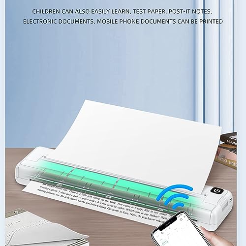 Mini Stampante per Ufficio Scolastico, Stampante Termica PortatileRicaricabile Senza Inchiostro con Batteria di Grande capacità, Supporta Carta A4, Facile da Usare con IOS e