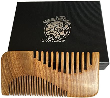 Beard Comb-Green Sandal Wood Comb-Cool Pocket Comb for Men's Hair Beard Mustache and Sideburns - Perfect for Balm and Oils