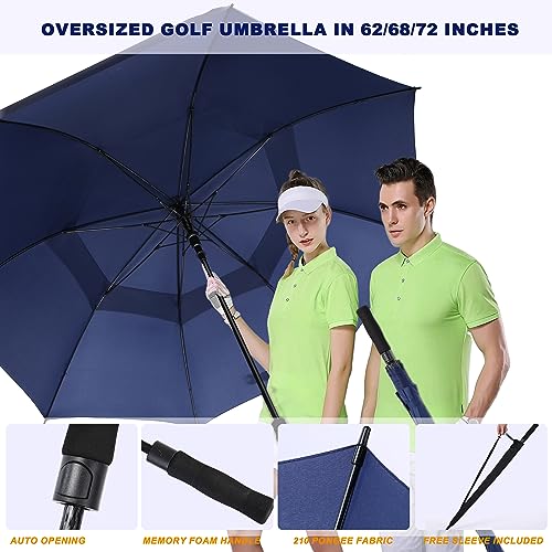 Golf-Umbrella-Large-626872-Inch-Extra-Large-Oversize-Double-Canopy-Vented-Windproof-Waterproof-Umbrella-Automatic-Open-Golf-Umbrella-for-Men-and-Women-and-Family62-inchNavy-Blue