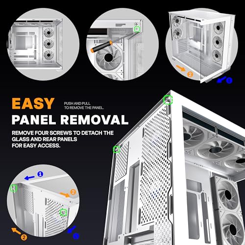 Image of KEDIERS Gaming PC Case - Dual Chamber ATX Desktop Chassis - 8 PWM ARGB Fans Included - Panoramic Glass Panels - Cable Management - 420MM RAD Support - Snow White