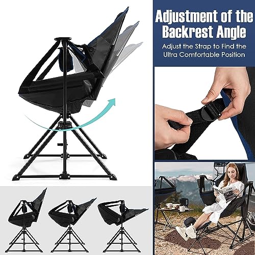 HAPPYGRILL Portable Hammock Camping Chair with Folding Design, Retractable Footrest, Cozy Head Pillow, and Carrying Bag for Outdoor Relaxation - Image 5