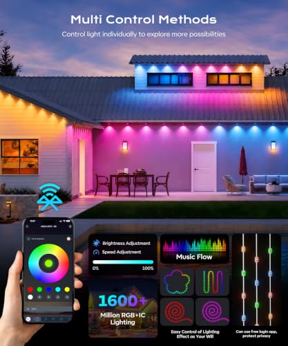 Ecoeve Permanent Outdoor Lights for House, 49ft Christmas RGB+IC Lights - image 2