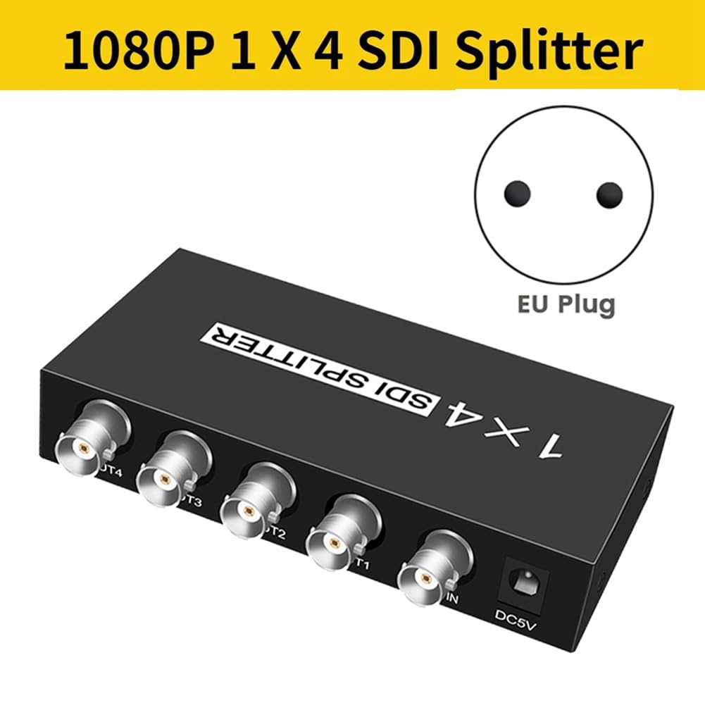 Répartiteur SDI Numérique 1X4 Répartiteur Multimédia Adaptateur D'Extension SDI avec Vidéo TV 1080P pour Projecteurs, Prise Moniteur-UE Facile à Utiliser