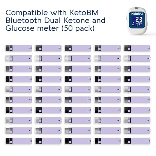 Image of KetoBM Blood Ketone Test Strips for Dual Bluetooth Ketone & Glucose Meter, 50pk