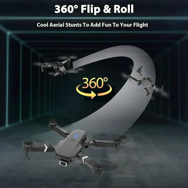 Image of dRoNe wItH hD DuAl cAmErA BrUsHlEsS MoToR, oNe cLiCk tAkEoFf /lAnDiNg FlIp rOlLiNg gEsTuRe cOnTrOl wI-Fi cAmErA ReMoTe cOnTrOl -X DrOnE (E88)