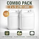 5 Litre HDPE Plastic Jerry Can (Pack of 2) with Inner Cap | Leak Proof Liquid Storage Container with Handle | Heavy Duty Multipurpose Water Can for Gardening, Camping, Travel & Household Use | Made in India (White) set of 2 gallery image