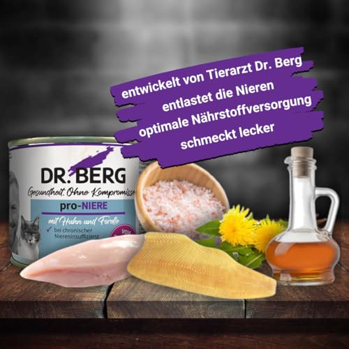 Dr. Berg pro-NIERE Nassfutter für Katzen: Diätfutter bei Nierenproblemen & Niereninsuffizienz (6 x 200g)