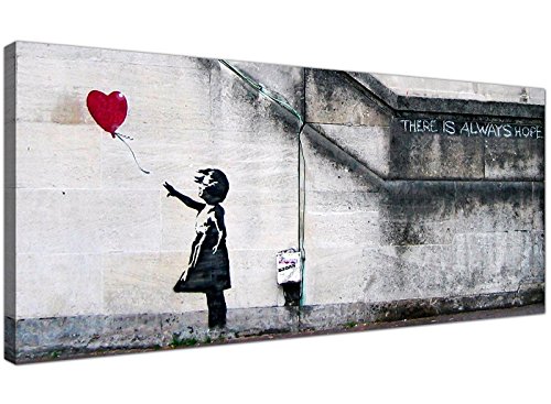 Wallfillers Lienzo grande de Banksy's Girl con el globo rojo para tu comedor, arte de pared de graffiti 1050 Cover