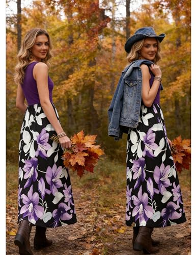 Image of Bluetime Women's Summer Boho Sleeveless Floral Print Tank Long Maxi Dress (S-3XL)