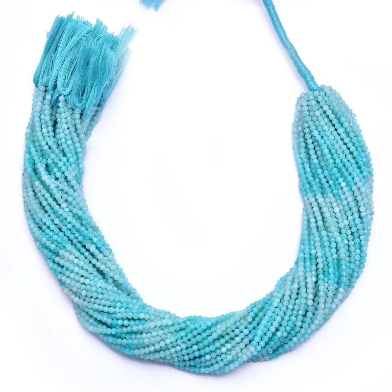 Perles rondes en pierres précieuses semi-précieuses d'amazonite naturelle micro facettées