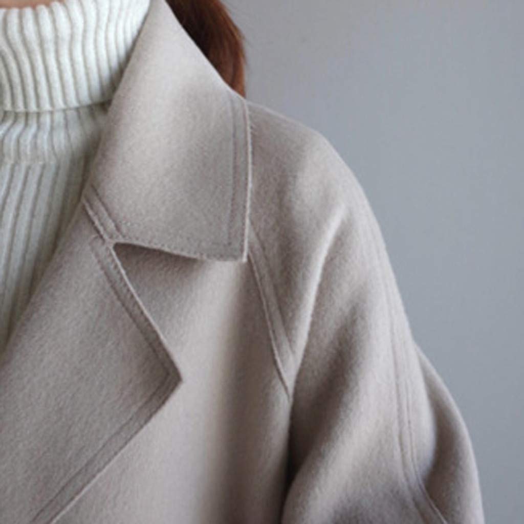 Wintermantel Damen Lang Elegant Wollmantel Frauen Umlegekragen Winterjacke Damen Warm Langer Trenchcoat Damen Mit Knöpfen Damenmantel Winddichter Mantel Damen Winter Cardigan Einfarbige Coat