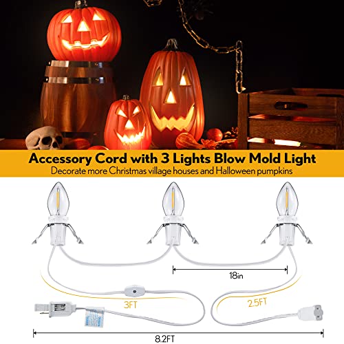 Meonum Accessory Cord with 3 LED Light Bulbs, 8.2 Ft Indoor Blow Mold Light Cord with Female Plug for Halloween Pumpkins Christmas Village Houses and Craft Projects Decoration, Warm White(2 Pack) by Meonum - Image 5