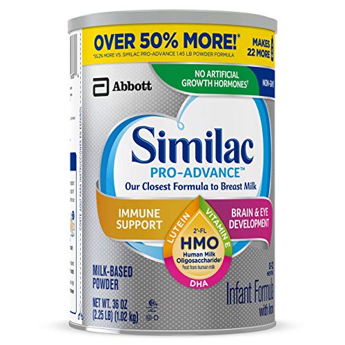 Similac Pro-Advance®* Infant Formula with Iron, 3 Count, with 2’-FL HMO for Immune Support, Non-GMO, Baby Formula Powder, 36-Ounce Cans