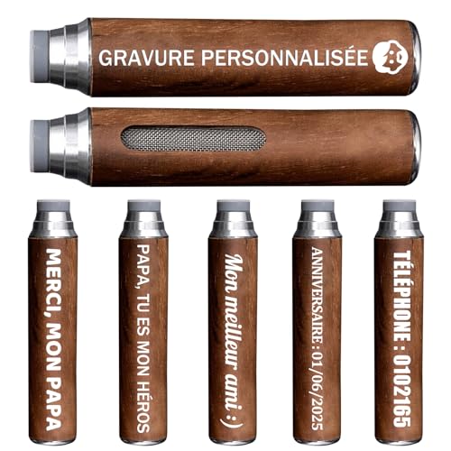 Cendrier de Poche Personnalisé avec Texte Nom Logo Gravé, Cendrier Portable, Cendrier de Poche Anti Odeur pour Voiture Exterieur Jardin Bureau, Cadeau Fete des Peres (Marron Foncé)