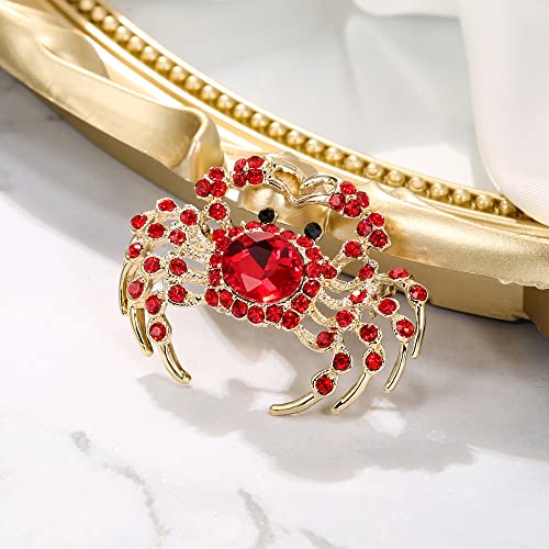 Image of BriLove Crab Brooch Pin for Women Fashion Sparking Rhinestone Animal Brooches