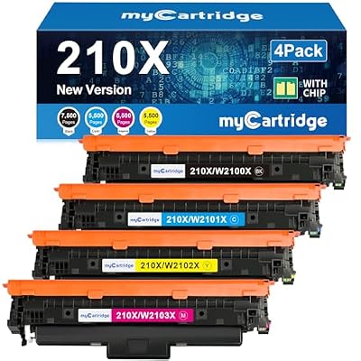 210X Toner Cartridges 4 Pack High Yield (with Chip) Compatible Replacement for HP 210X 210A for Color Laserjet Pro MFP 4301fdw 4301fdn Pro 4201dw 4201dn Series Printer Ink W2100X W2100A (BCMY, 4-Pack)