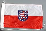 Wind- und lichtecht Buddel-Bini Bootsflagge Thüringen 20 x 30 cm in Profiqualität Flagge Motorradflagge