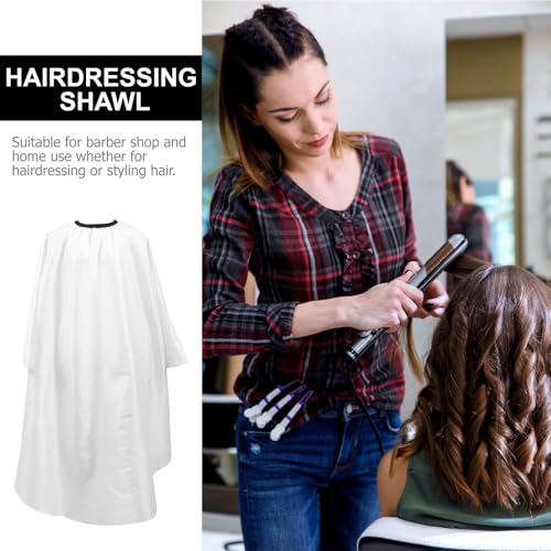 Capa impermeable para cortar cabello con mangas para adultos blanca miniatura 7