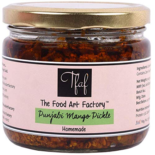 The Food Art Factory Homemade Punjabi Mango Pickle Handcrafted with Zero Preservatives, No Artificial Colors and Flavors, Gluten-Free Achaar - 300 grams