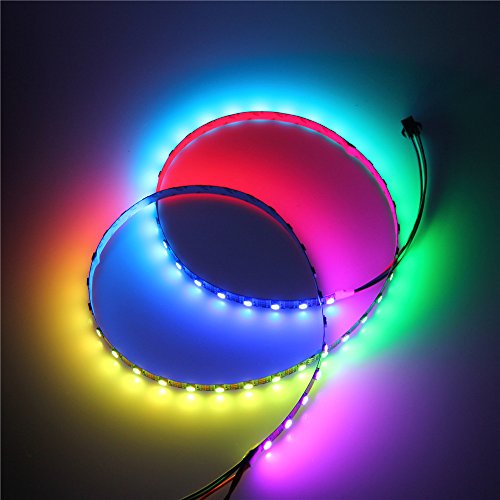 ALITOVE 3.2ft 60 Pixels WS2812B Individual Addressable RGB LED Strip Light Programmable WS2811 IC Built-in 5050 LED Rope Lamp DC5V Black PCB Non-Waterproof Compatible with Arduino, Raspberry Pi - Thumbnail 3